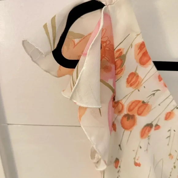 VINTAGE Y2K 90's 9/10 white ditzy floral flutter sleeve midi cottagecore dress - Picture 4 of 11